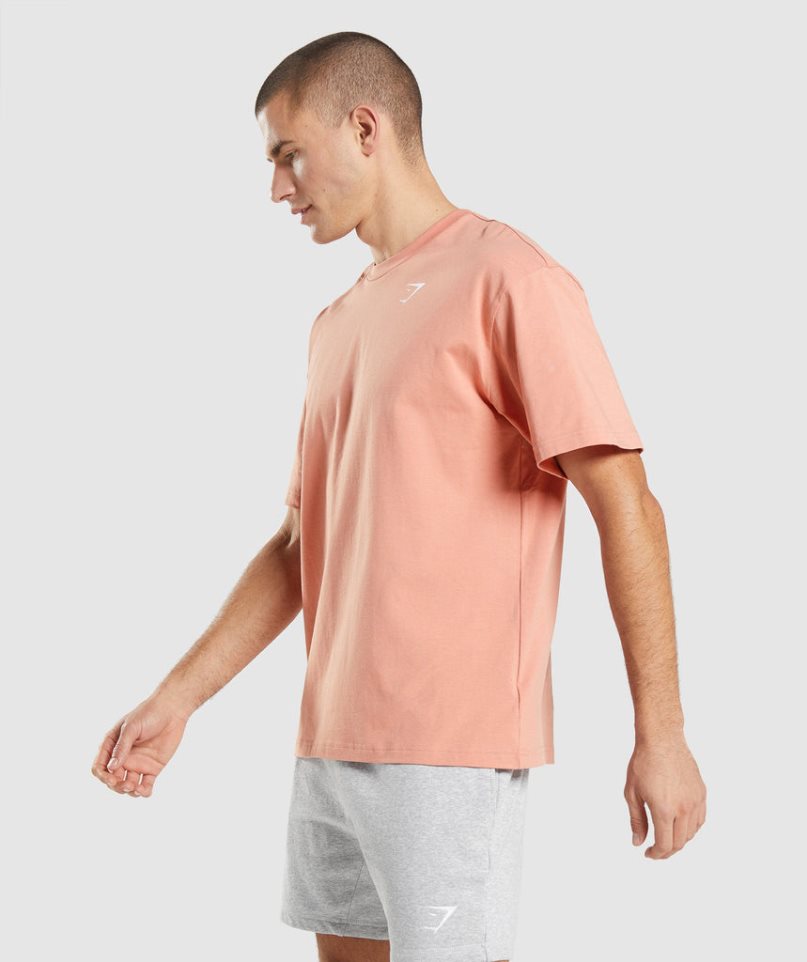 Koszulki Gymshark Essential Oversized Męskie Różowe | PL 259QZF